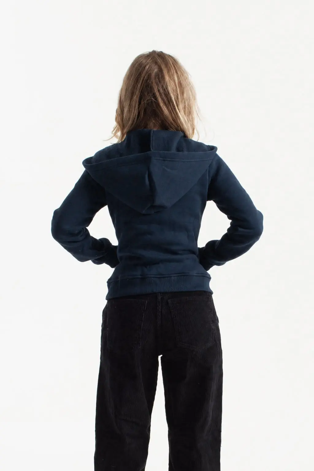 Lacivert Retro-Fit Vücuda Oturan Zip-Hoodie