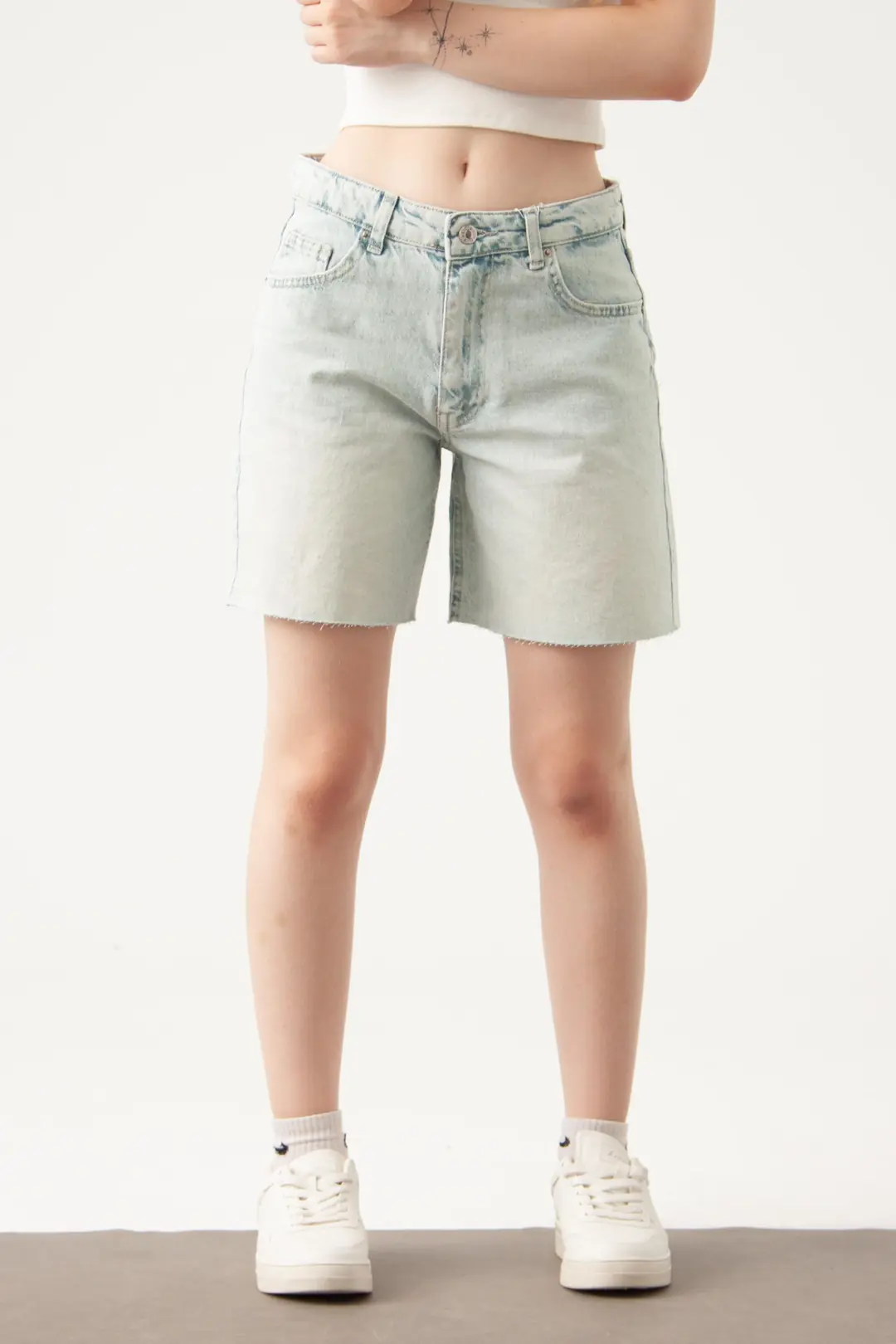 Açık Mavi Mom Denim Şort