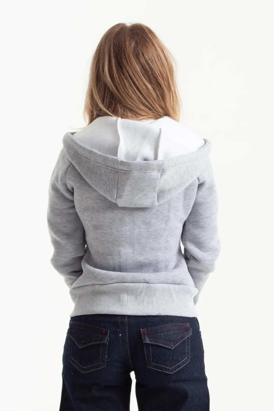 Gri Vücuda Oturan Kışlık Zip-Hoodie