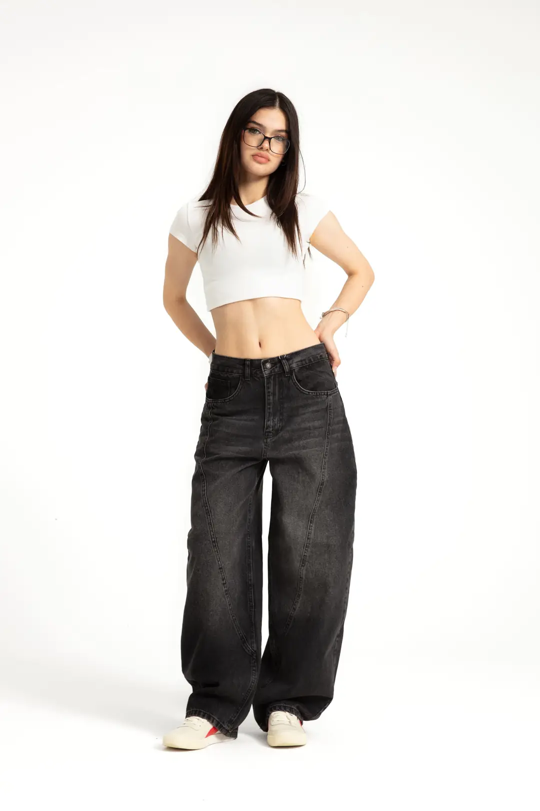Antrasit Baggy Balloon Jean