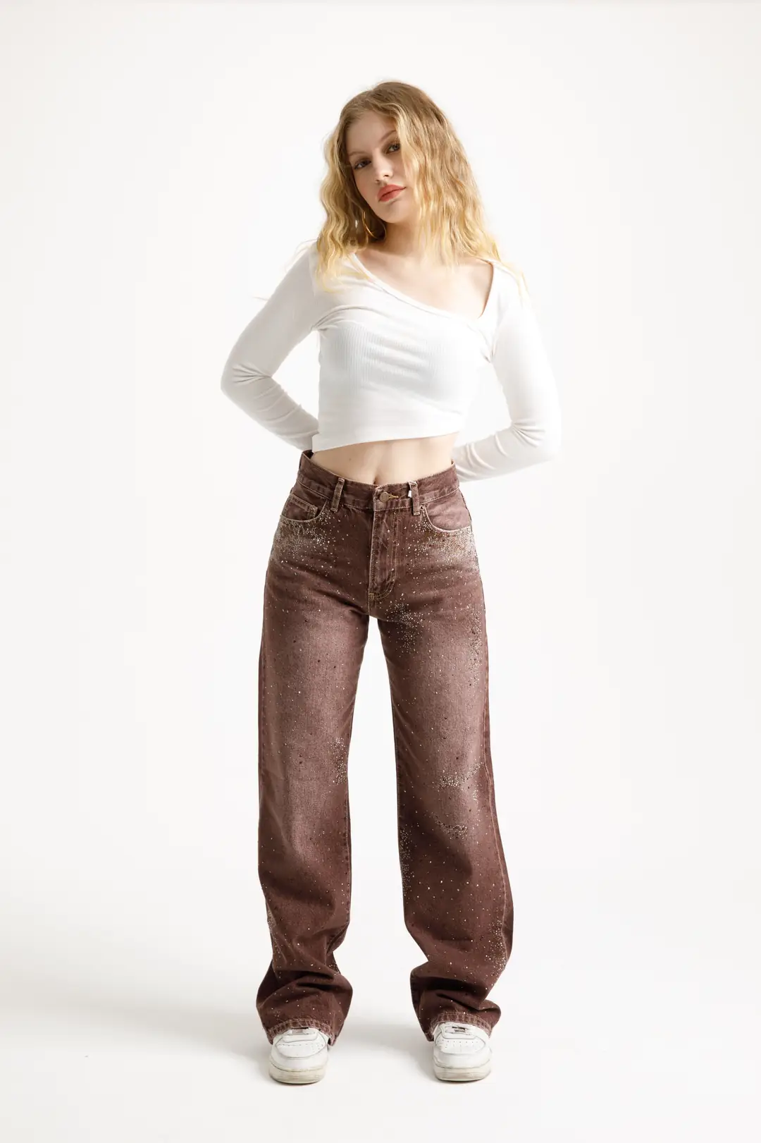 Ürün görseli: Acı Kahve Taşlı Loose Fit Jean