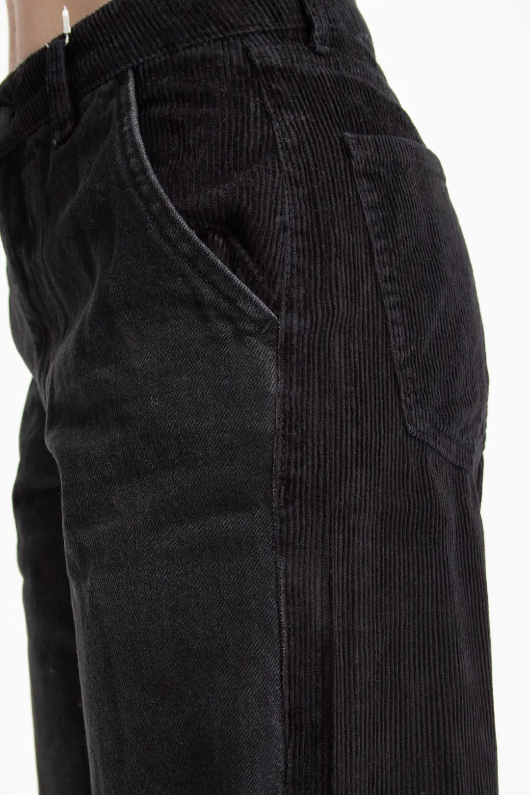 Antrasit Arkası Kadife Loose Fit Jean
