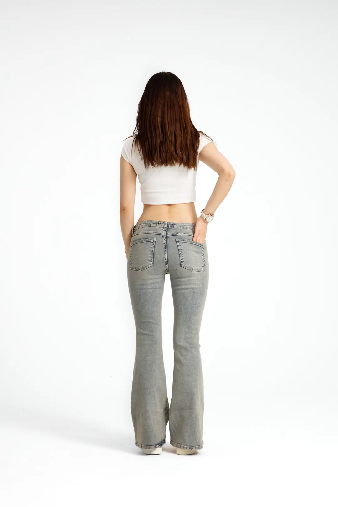 Çiçek Desenli Flare Jean