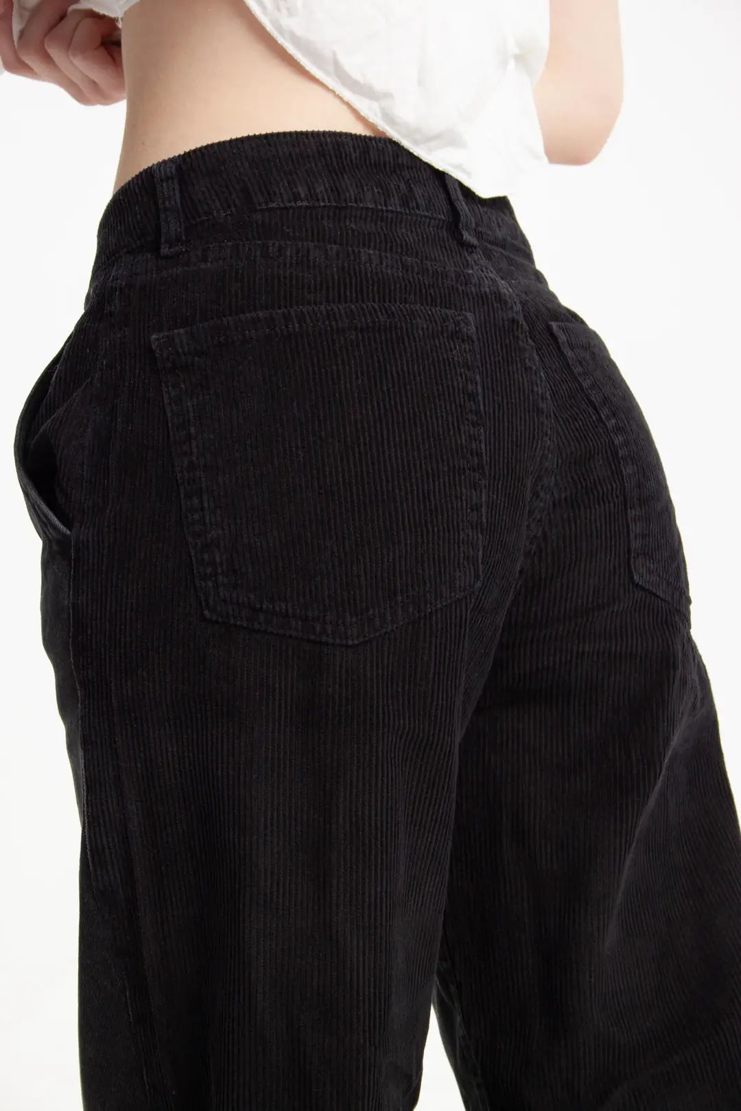 Antrasit Arkası Kadife Loose Fit Jean