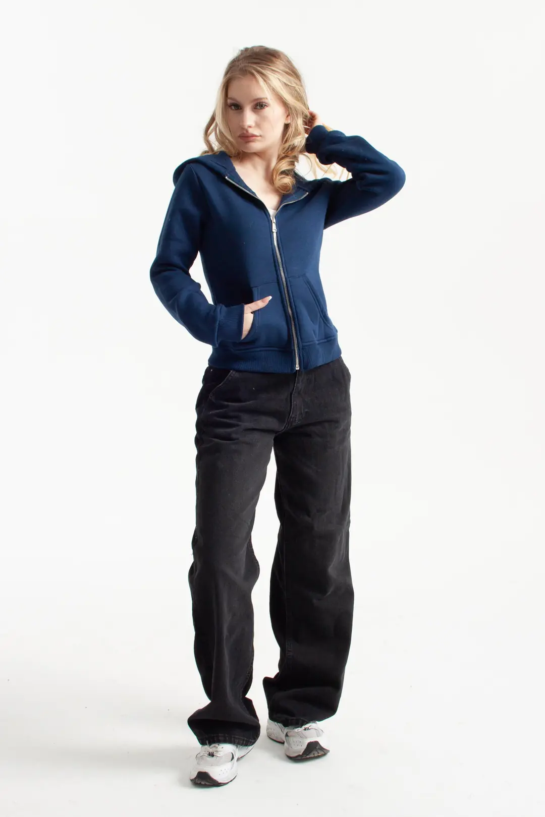 Antrasit Arkası Kadife Loose Fit Jean