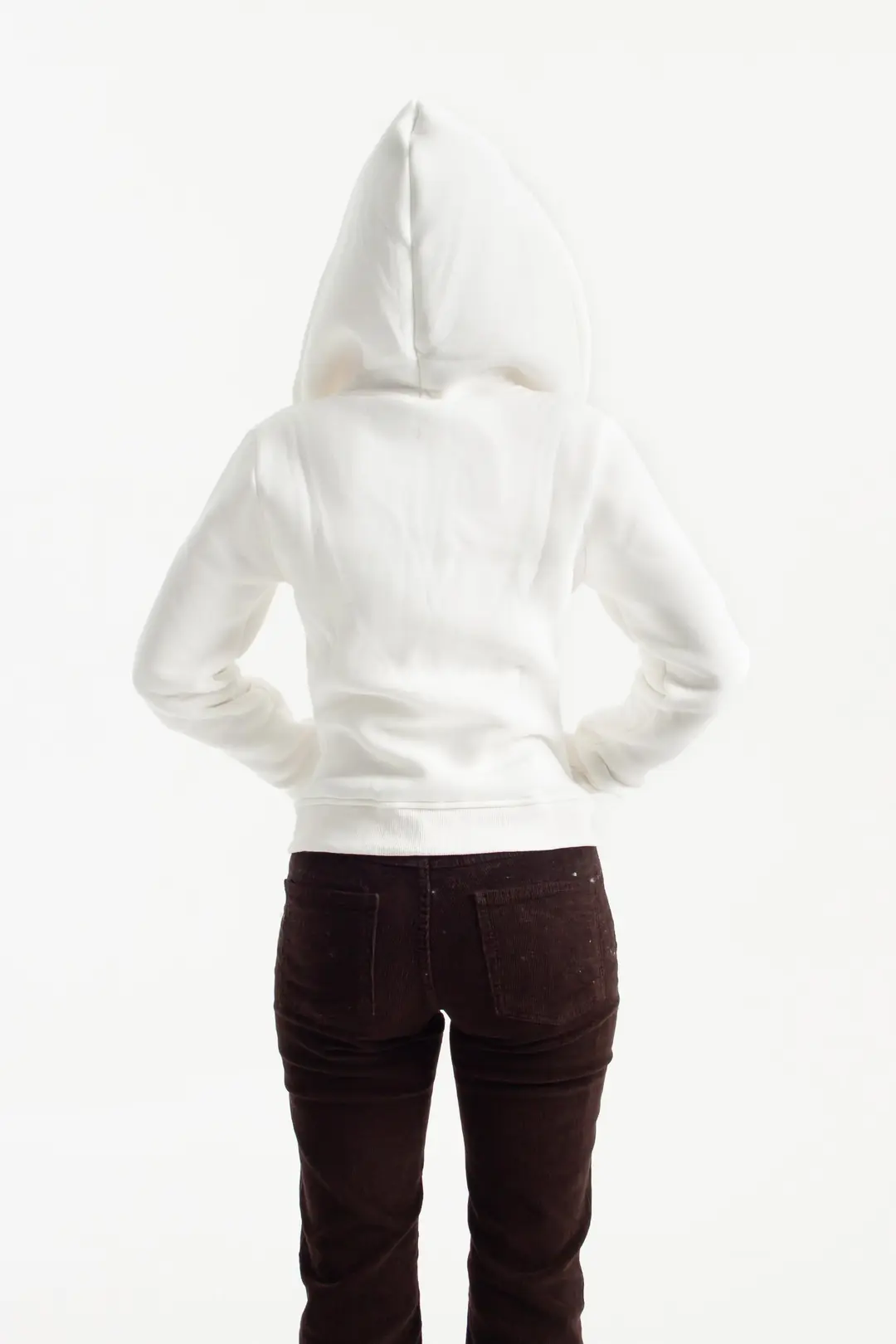 Beyaz Retro-Fit Vücuda Oturan Zip-Hoodie