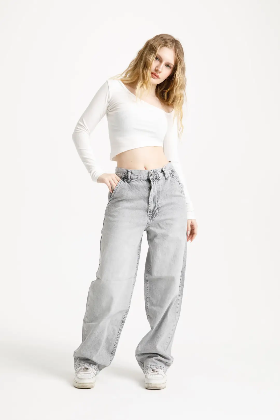 Açık Gri Skater Jean