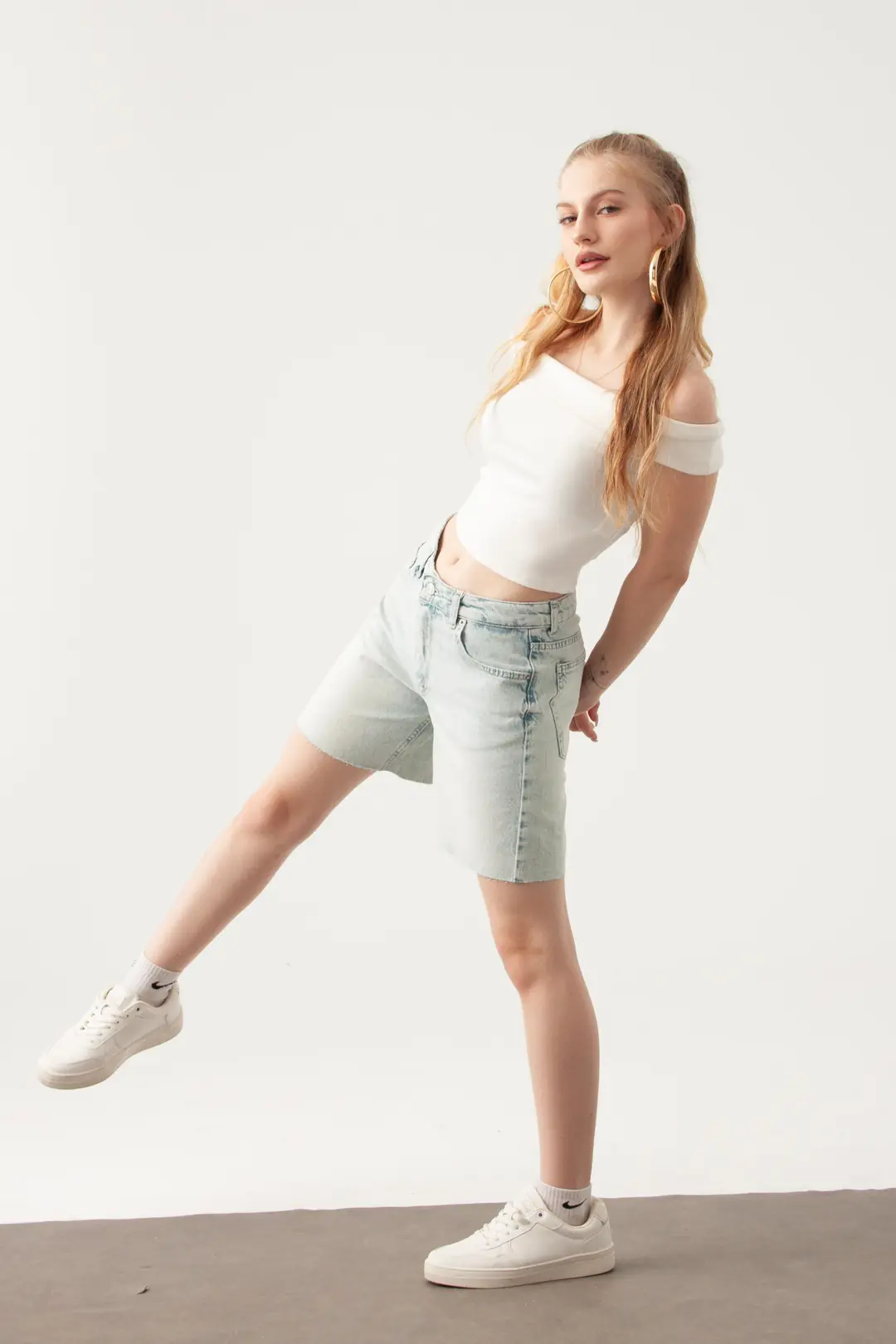 Açık Mavi Mom Denim Şort