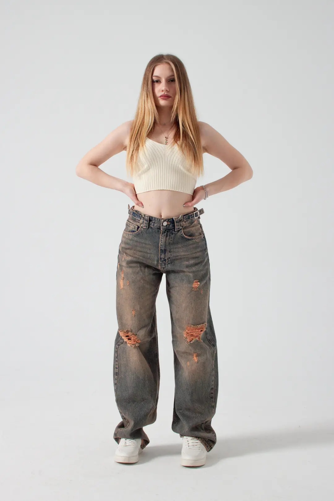 Ekru Crop Bluz