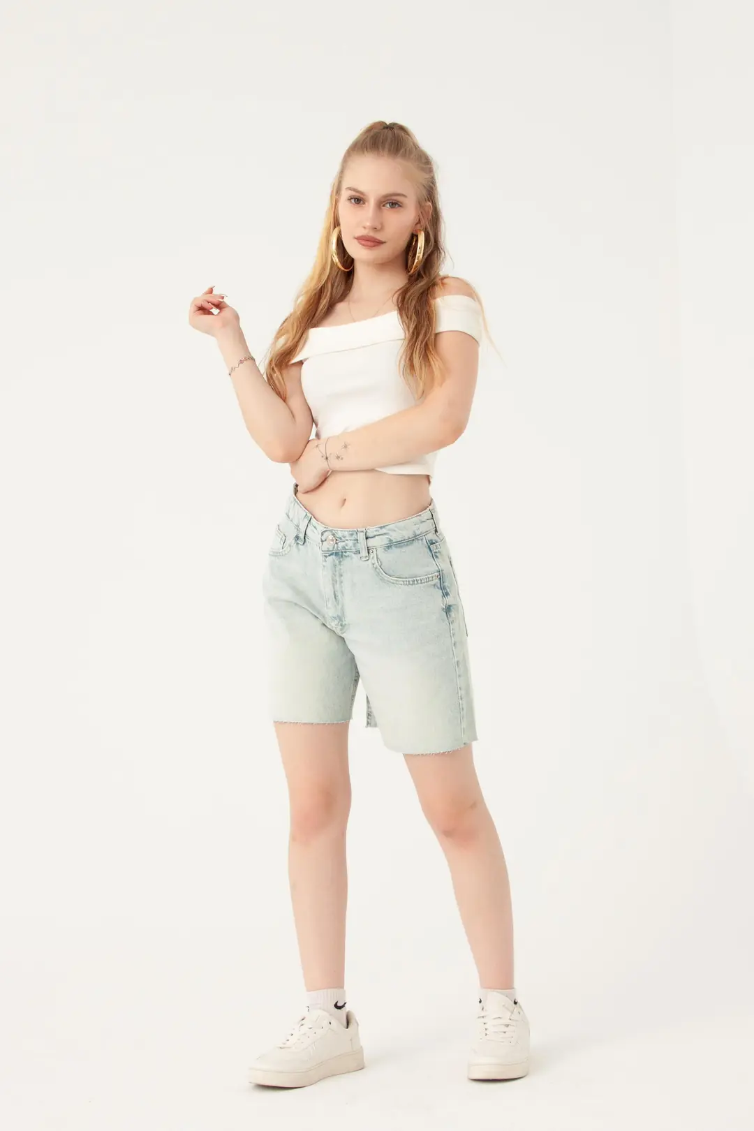 Açık Mavi Mom Denim Şort