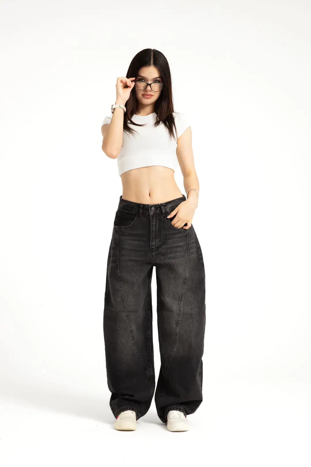 Antrasit Baggy Balloon Jean