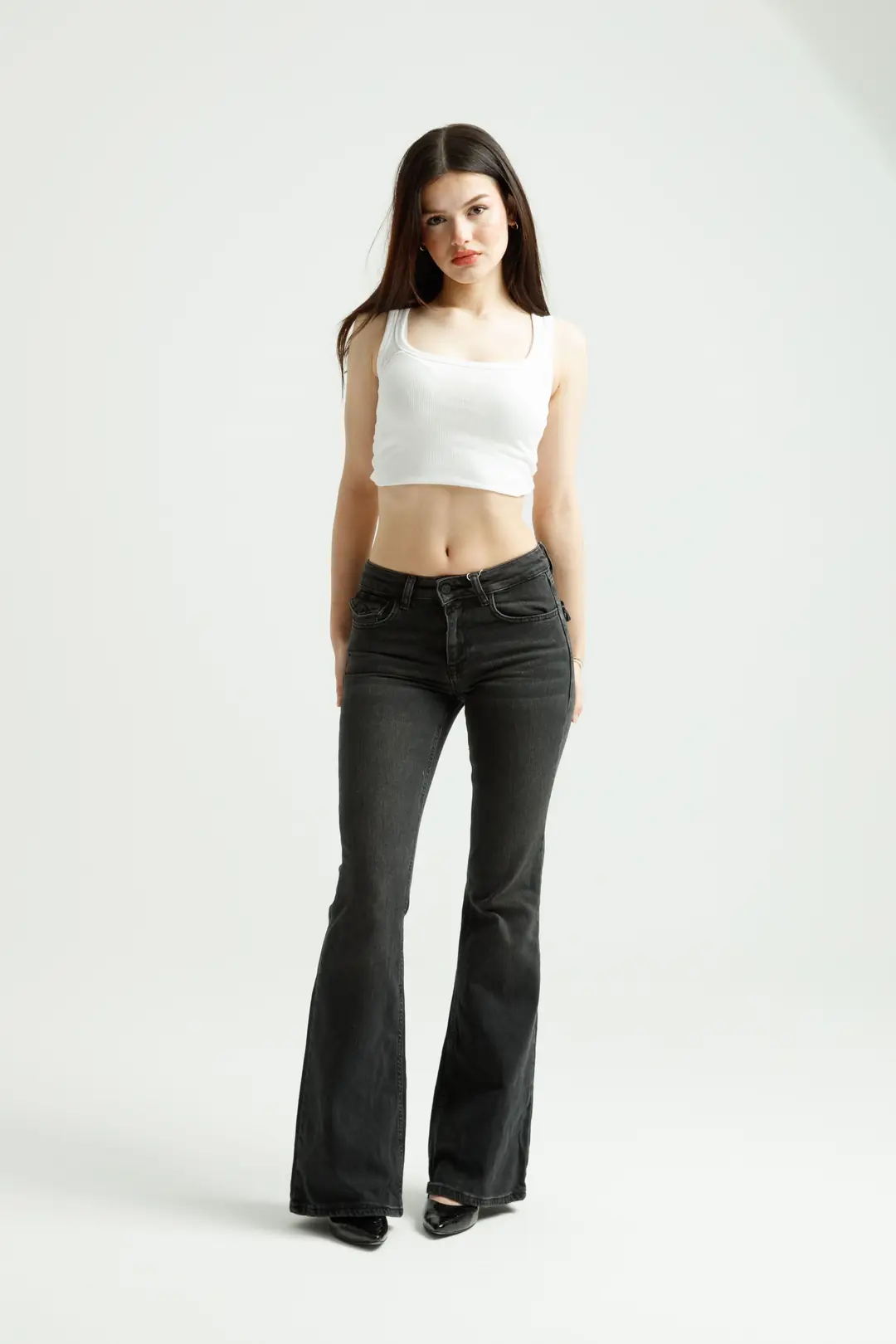 Antrasit Viscon Kumaş Flare Jean