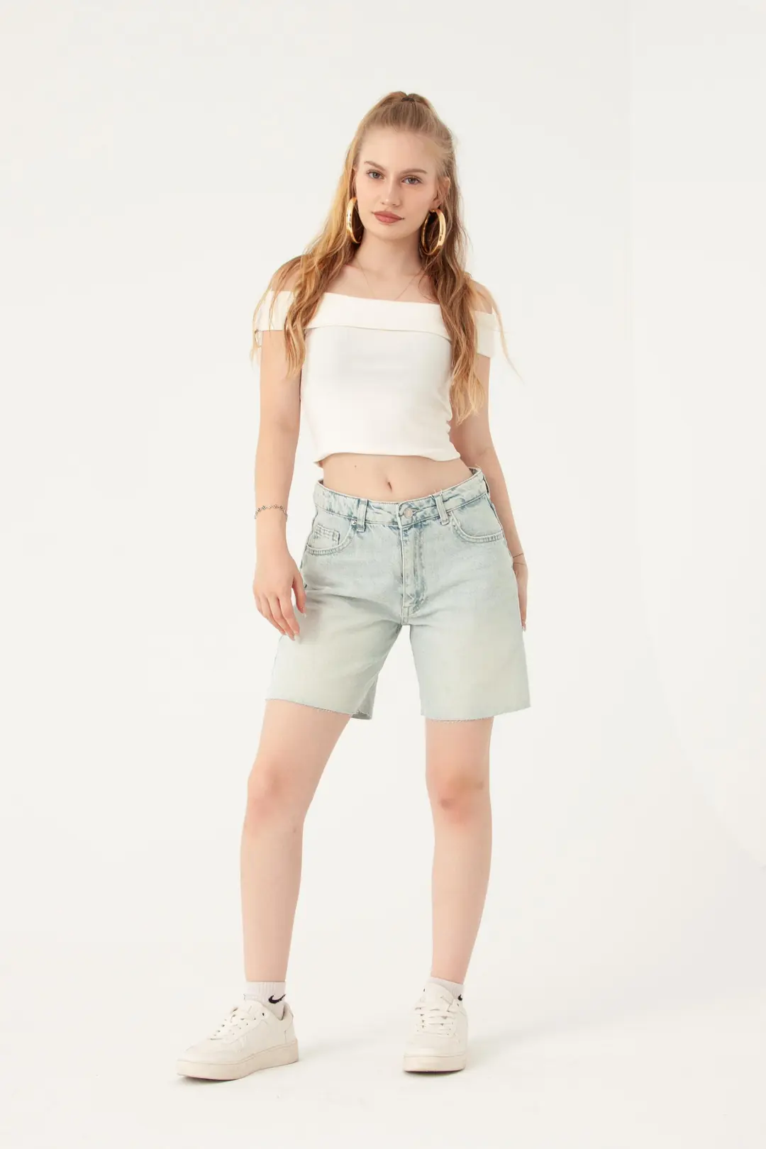 Açık Mavi Mom Denim Şort