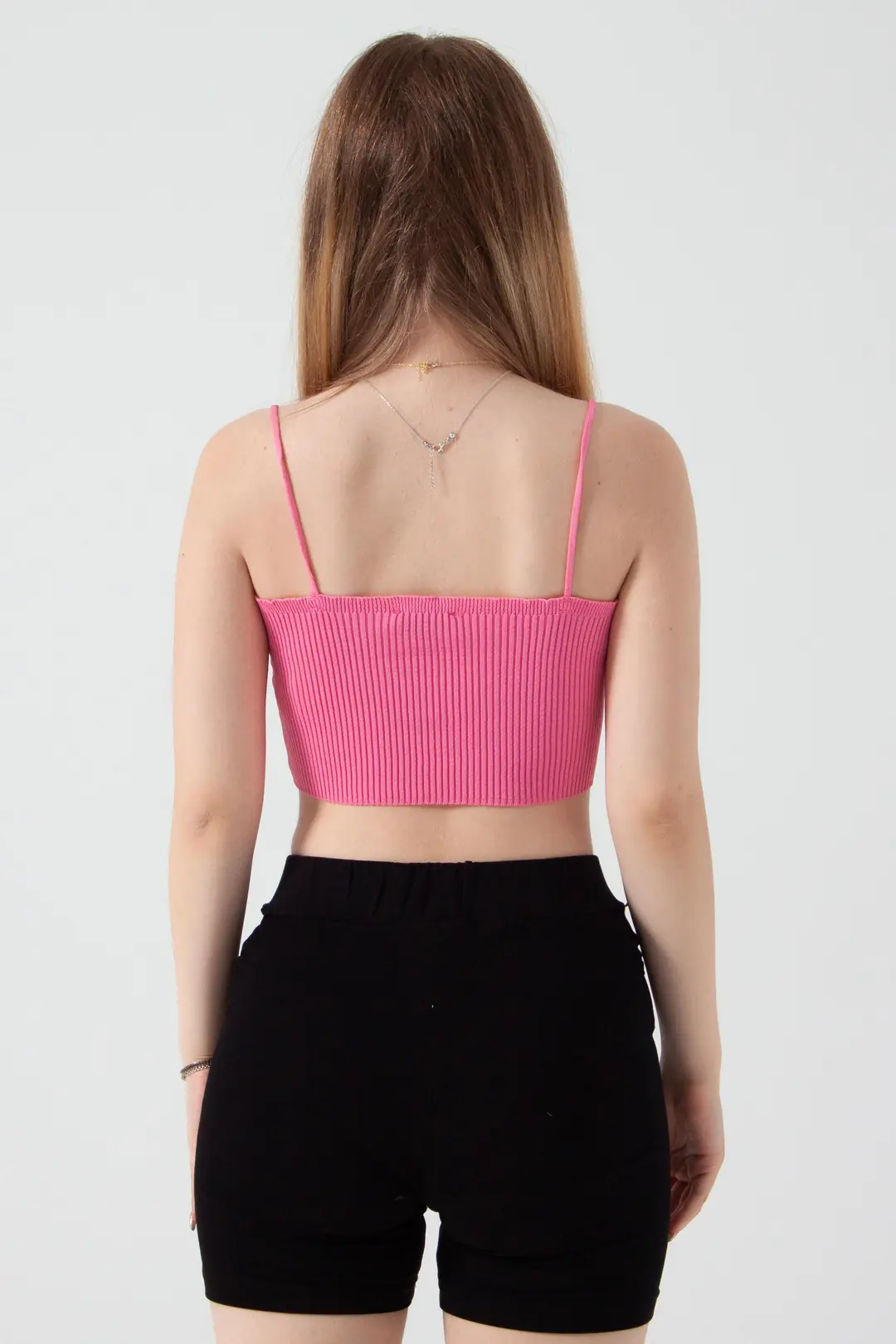 Pembe İnce Askılı Crop
