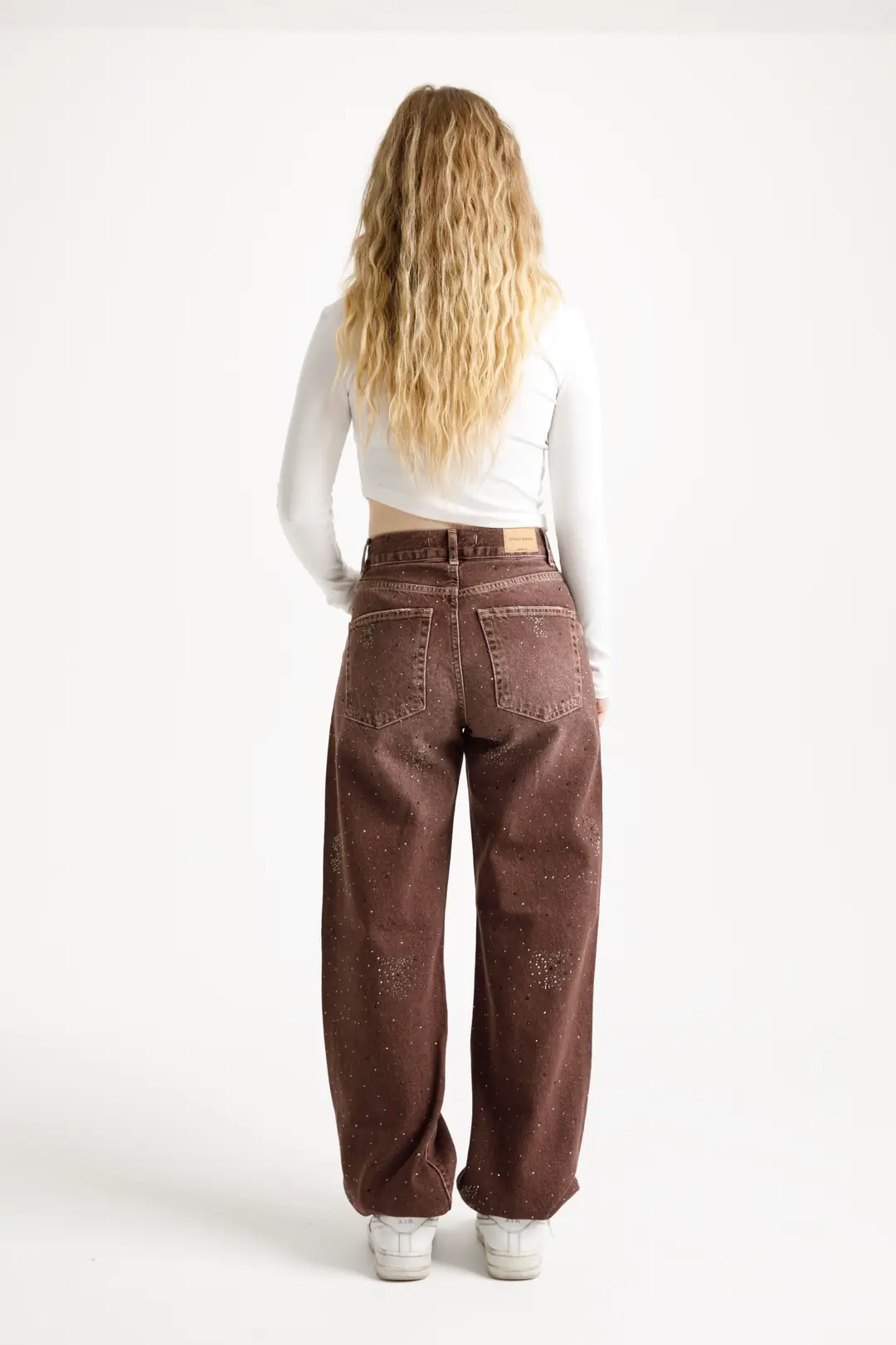 Acı Kahve Taşlı Loose Fit Jean