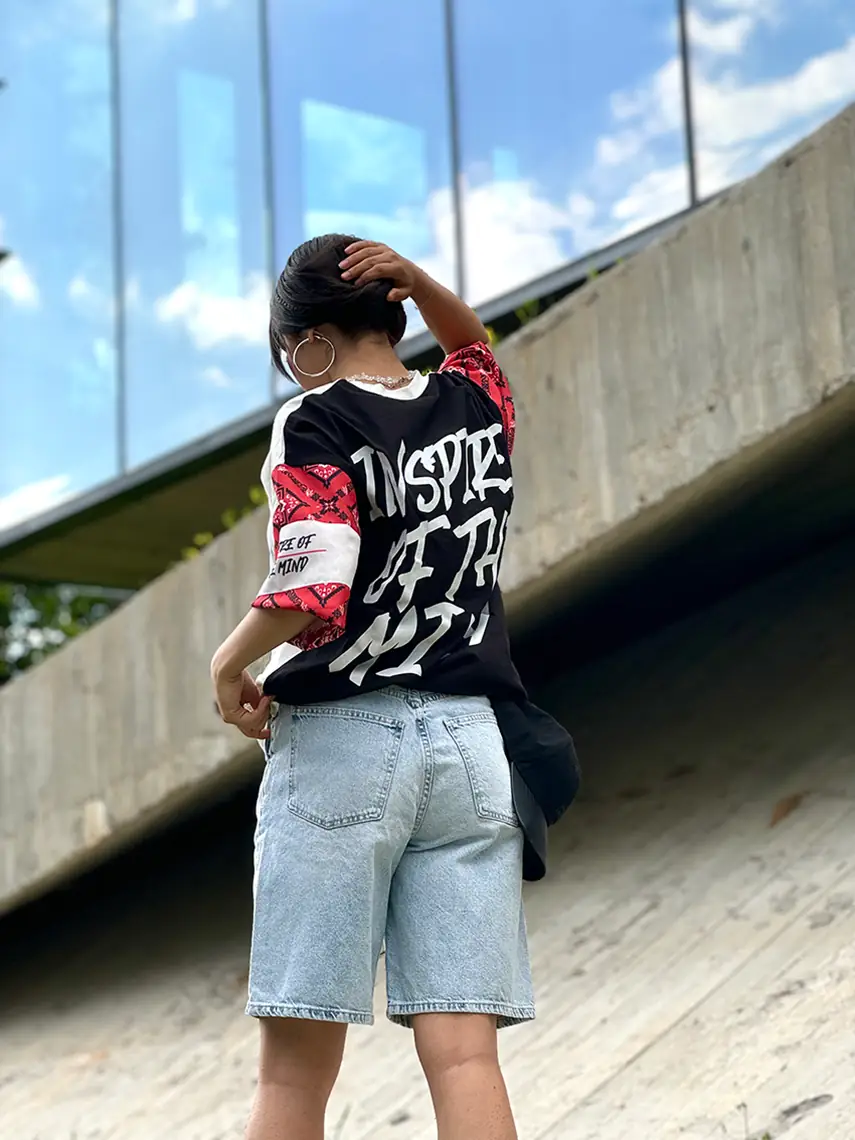 Off The System Detaylı Unisex Oversize Tişört