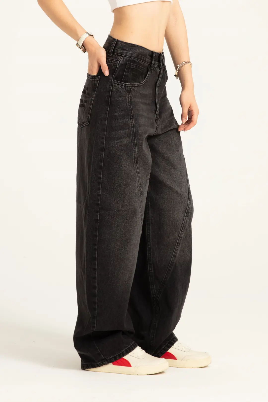 Antrasit Baggy Balloon Jean