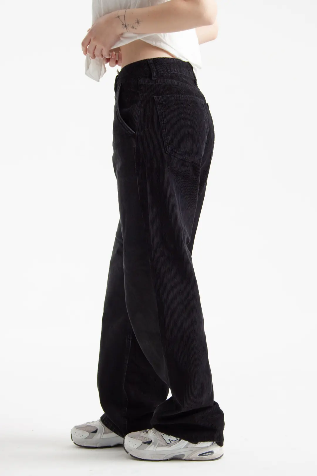 Antrasit Arkası Kadife Loose Fit Jean