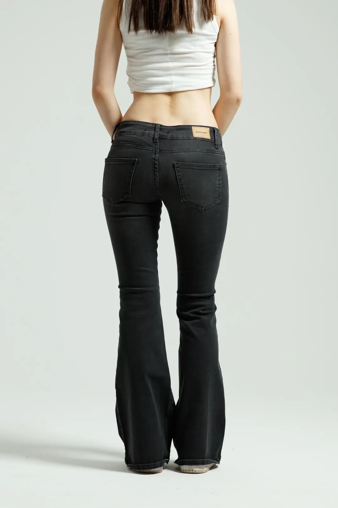 Antrasit Orta Bel Flare Jean