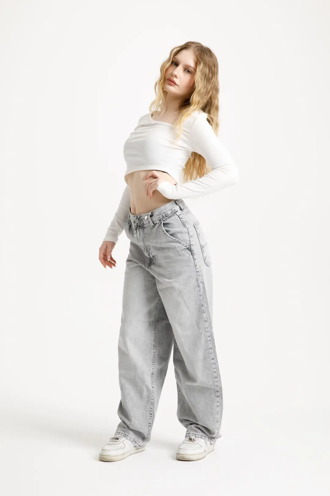 Açık Gri Skater Jean