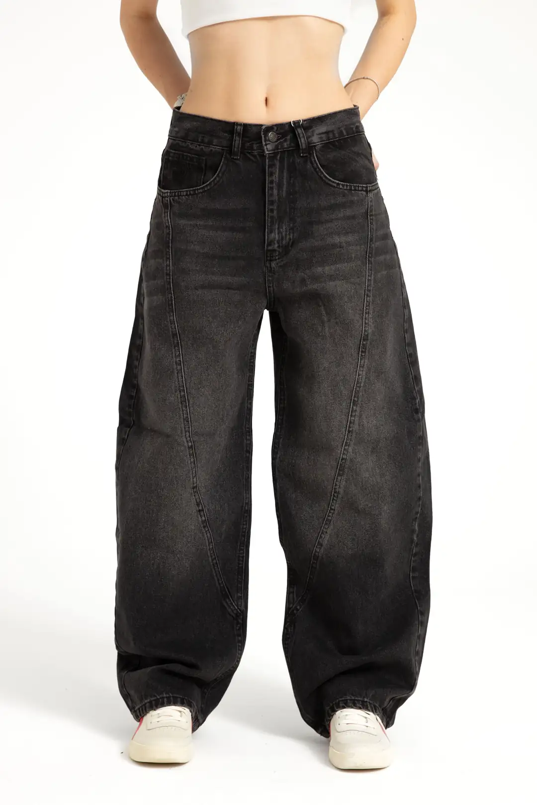 Antrasit Baggy Balloon Jean
