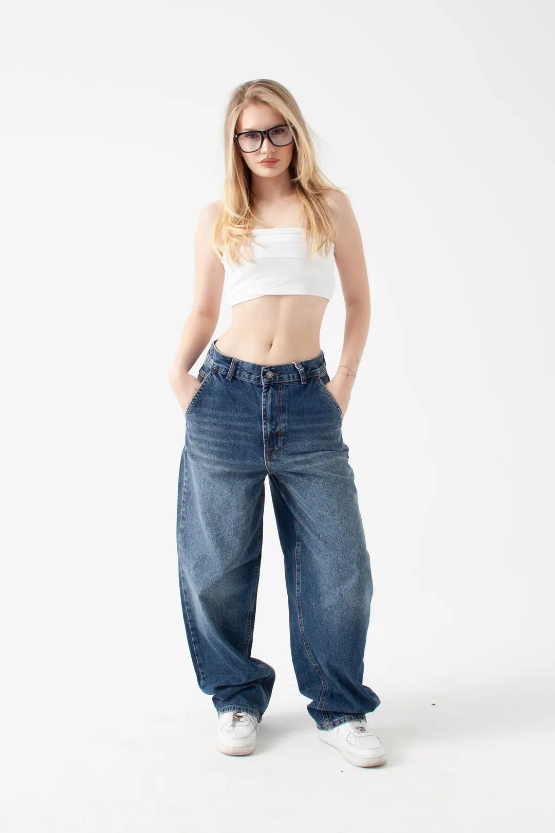 Koyu Mavi Skater Jean