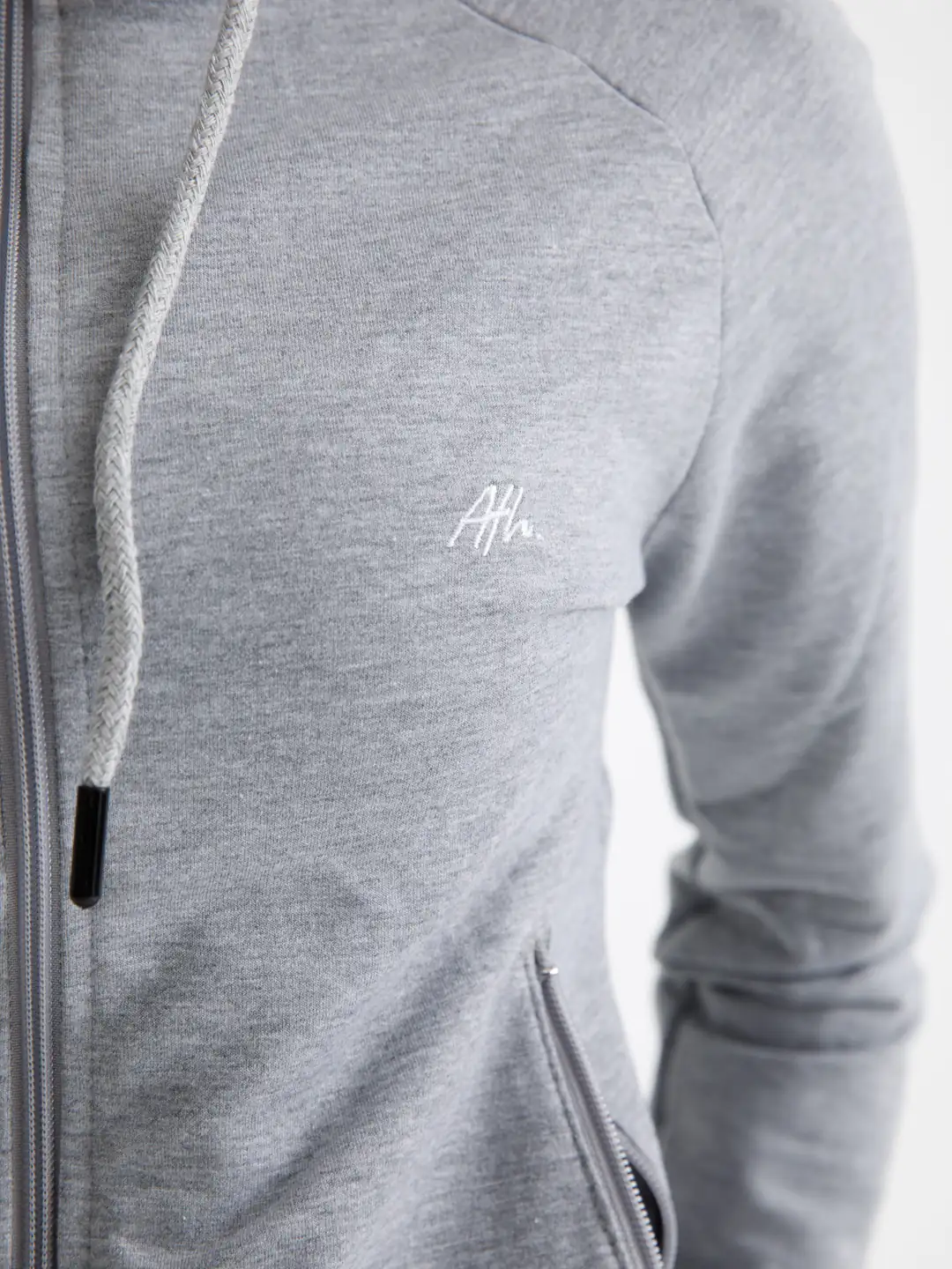 Gri Vücuda Oturan Yazlık Zip-Hoodie