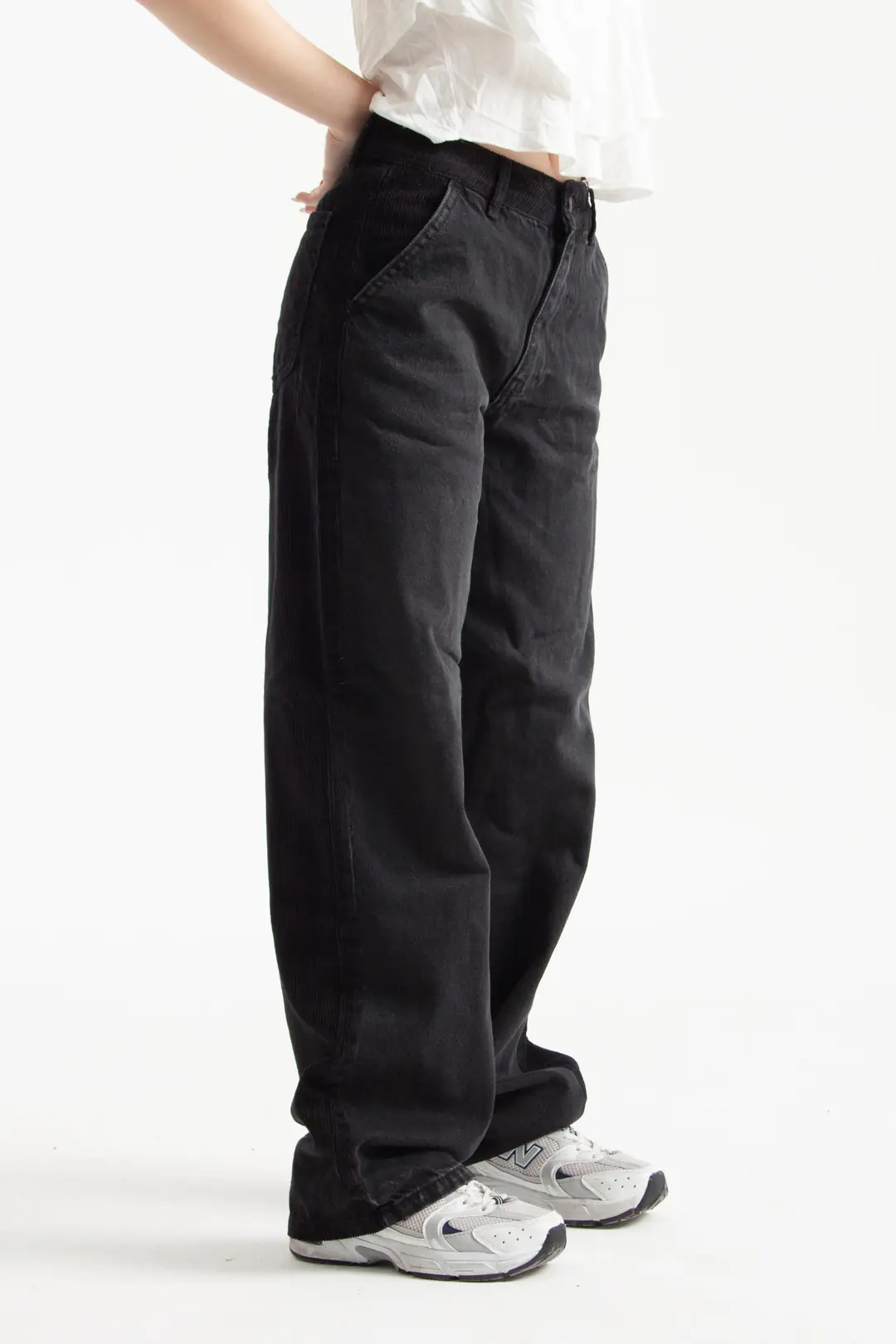 Antrasit Arkası Kadife Loose Fit Jean