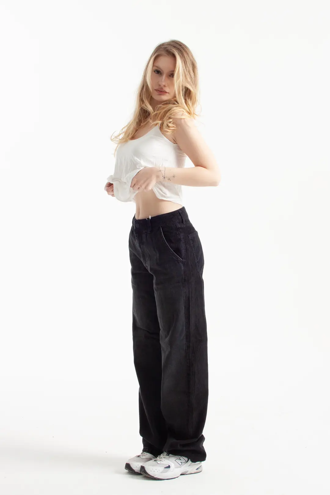 Antrasit Arkası Kadife Loose Fit Jean