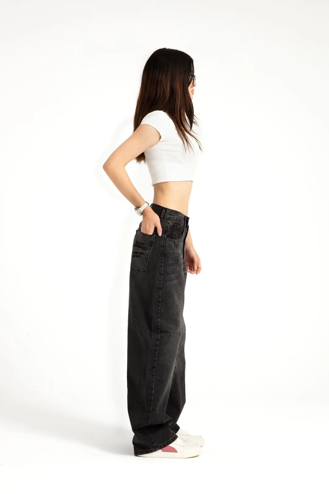 Antrasit Baggy Balloon Jean